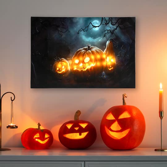 Spooky Jack-o-Lanterns LED Canvas Wall Art By Northlight | 15.75" x 23.5" x 1" | Michaels®
